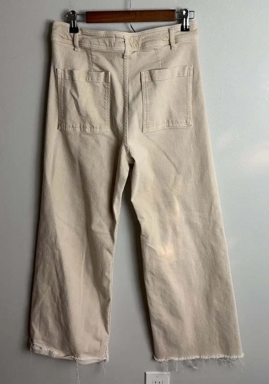 ZARA The Marine Straight Jeans Wide Leg Cream Size 10 EUR 42 Women’s
